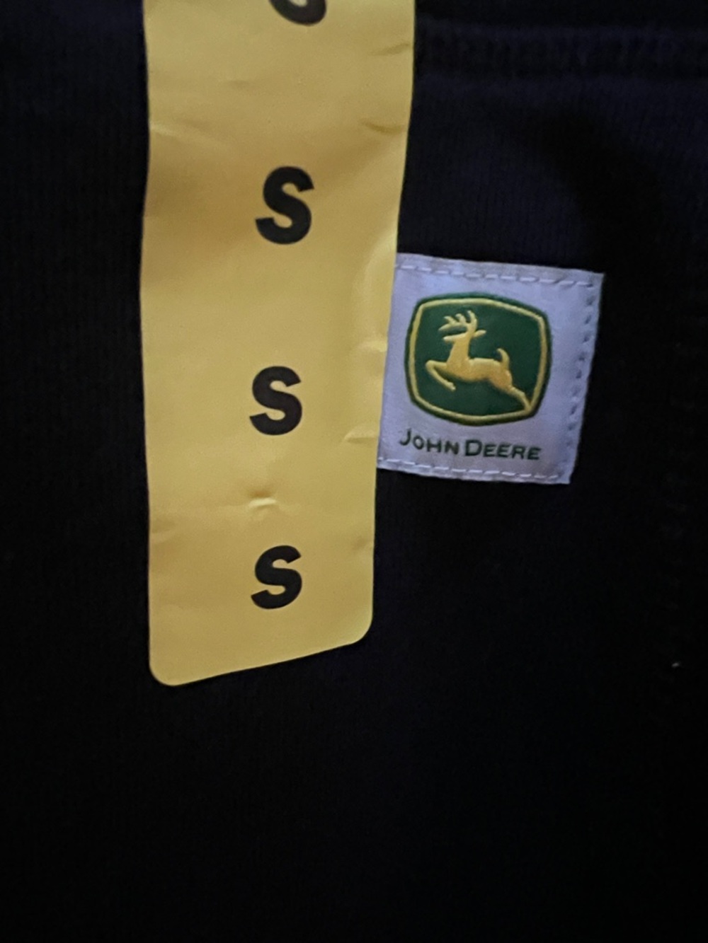 John Deere Black Hoodie with Green Logo and Yellow Tag, Adult S NWT - Picture 2 of 9
